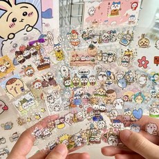 치이카와 먼작귀 홀로그램 반짝이 투명 다꾸 스티커, 1세트, 10장