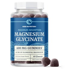 Nobinutrition 甘胺酸鎂 600毫克 美味葡萄風味軟糖, 1個