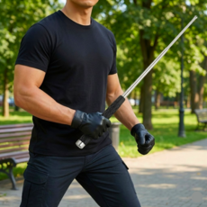 노베카 간편휴대 강력한 타격감 호신용 삼단봉, 실버, 1개