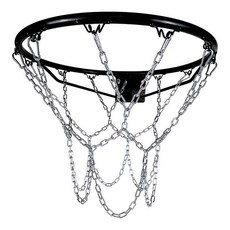 可開發票籃球網 鐵網鍍鋅鐵鏈 耐用便攜 加粗耐用 可拆卸金屬籃網 籃球網 室內籃框 移動籃框 籃球框 籃筐, 1個, 12扣鍍鋅銀白籃網（約2斤）