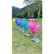 놀이터 스프링 목마 공원 동물 흔들말 시소 야외 흔들의자, 1개, 신형 오렌지레드