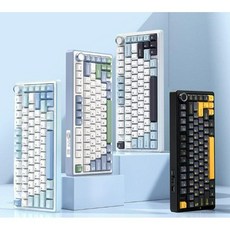 F75 커스텀키보드 기계식 독거미 키보드 게이밍 사무실 blue 3mode, 4. 바다 소금 블루 - 초승달 축