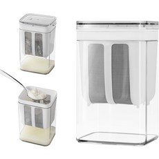그릭 요거트 스트레이너 1100ml 멀티 메이커 두꺼운 요거트 두유 케피르 베리 수프 과일 주스 커피용 미세 메쉬 백 & 뚜껑 포함, 그릭 요거트 스트레이너 1100ml 다용도 메이커 두꺼, 1개