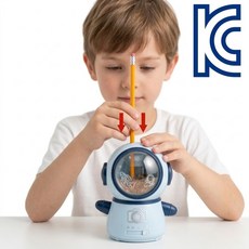 마태온 안심뽀짝 우주인 자동 연필깎이 USB+건전지 겸용 심두께조절, 1개, 미스트블루