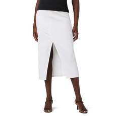 Hudson 여성용 임산부 벨리 밴드 미디 데님 스커트 앞면 슬릿 포함 화이트.