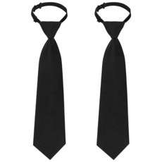 Sucrain 2피스 남아용 넥타이 미리 묶인 조절 가능한 넥 스트랩 타이 웨딩 졸업 교복용 블랙 2개.
