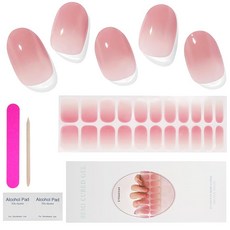 Chisafly 젤네일 스티커 경화 타입 네일 스티커 젤네일 경화 22매 세트 연한 핑크 흐림 귀여워 통통하게 셀프 스틱 포함 떼어내기 오래 지속 무지 라이트 매니큐어