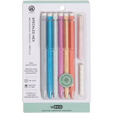 U 브랜드 U에코 재활용 연필 세트 대량 0.7mm 점박이 육각형 밝은 색상 중간심 학교용품 6개 묶음, 1 Count (Pack of 6)