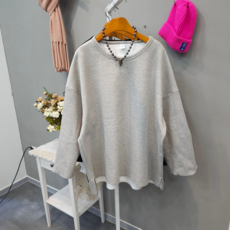 무지 심플 유니 롱박시 기모티셔츠