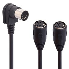 5핀 DIN Y 분배기 MIDI 케이블 어댑터 90도 우측 각도 플러그 수컷에서 이중 2개 암 확장 오디오 키보드 전자 피아노 신시사이저 기타용(50cm)
