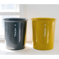 창신리빙 사무실 거실 다용도 트래쉬 오픈휴지통 5리터 머스타드, 그레이