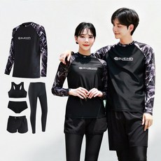 비욘 남녀 상하의 풀세트(남4종/여5종) 오버핏 체형커버 트루디 래쉬가드 빅사이즈 (상의+하의+레깅스+이너) /BUEHN
