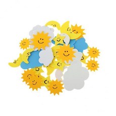 shangren 3x30Pcs 거품 태양 구름 달 혼합 자기 접착 스티커 어린이 공예, EVA 거품, 42Pcs
