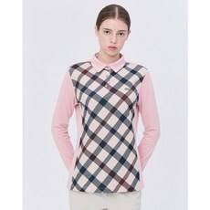 닥스골프 [가격인하][스테디셀러]체크 스트레치 필드 긴팔 폴로 티셔츠 (PINK) WNTS4D901P1