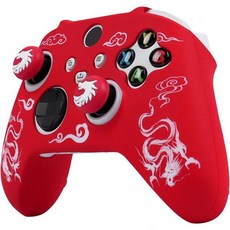 Xbox Series SX용 RALAN 컨트롤러 스킨 썸 그립 x 6이 포함된 SX 게임패드 조이스틱에 호환되는 퓨어핑크 미끄럼 방지 실리콘 커버 보호 케이스, Red white dragon, 1개
