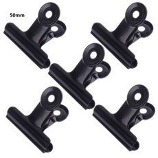 5 PCS 불독 문자 클립 스테인리스 스틸 블랙 메탈 페이퍼 파일 바인더 클립 st, 50mm, 검은색