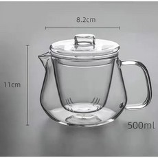 耐熱高溫玻璃茶壺 過濾加厚透明 茶水分離家用花茶壺, 1個, 500ML加厚壺