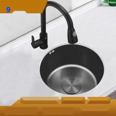 소형 싱크볼 원형 스텐 원룸 보조주방 싱크대 인테리어, 상세 페이지 참고, 38cm 대형 곡선 수전, 상세 페이지 참고