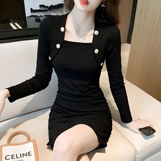 LUNAGIRL 女款Nickian針織連身裙, 黑色