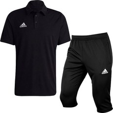 아디다스 카라 반팔티 7부 반바지 반팔 티셔츠 운동복 세트 남여공용 트레이닝복 블랙 + ALS 마스크