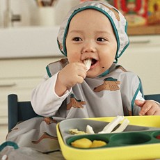 오우아스튜디오 자기주도 이유식 턱받이 식탁일체형 2way 지퍼형, 1개, 1개입, 멀티 나시형 럭키 그레이