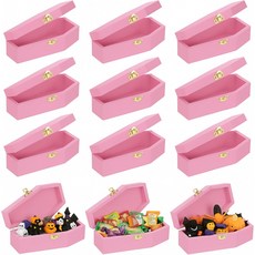 타이 미니 할로윈 나무 관 상자 대량 6인치 작은 미완성 장례 캔디 트리트 고트 보석 선물 파티 장식품 핑크 9개