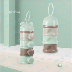 화이트 쏘쏘 아기 분유 휴대용 케이스 4단, 1개, 그린파우더 4단