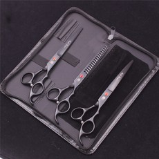 7.0 애완 동물 미용 가위 세트 일본 철강 직선 곡선 개 고양이 절단 가위 헤어 빗 지혈 집게 Z3103, 하나