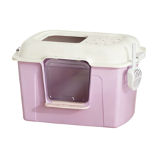 超大全封閉式貓砂盆，加厚材質，超大空間，附貓砂鏟, 全封閉香芋紫帶蓋,大號61x42x30cm, 1個