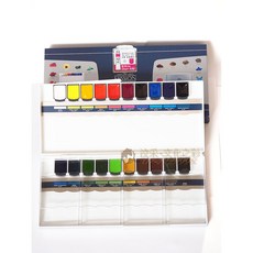 MISSION 銀級塊狀水彩 20色 (含調色盤/銀盒), 詳見包裝