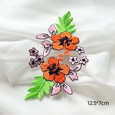 高端小鳥花朵刺繡布貼 旗袍衣服裙鞋帽裝飾輔料補丁片背膠手工DIY, 1個, 橘色