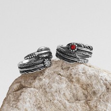 블리브 큐빅 포인트 깃털 쉐입 써지컬스틸 오픈링 반지