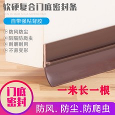 門縫門底密封條 自粘隔音防盜門窗擋風神器 防水膠條 防風貼, 1個, 黑色透明背膠【總寬度36毫米】,1米長（一根）