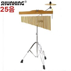 교회 바차임 차임 교구 윈드벨 밴드 합주 타악기 공연 연주 사운드, 1개, 25음 골드 세트 10인치심벌 스탠드