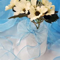 망사 리본 하늘색 디자인 포인트 선물 꾸미기 세트구성 공예