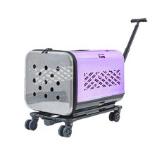 寵物外出推車 寬敞舒適多向通風 輕巧拉桿滑輪設計, 芋頭紫, 1個