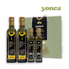 YONCA 용카 프리미엄 올리브유 250ml 2P + 해바라기씨유 500ml 2P 혼합 선물세트 유리병 식용유 NON-GMO, 1세트