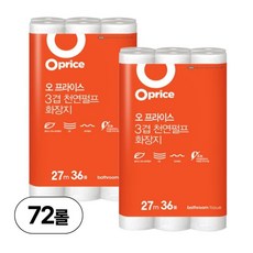 오프라이스 3겹 펄프 화장지 27m 36롤 2팩, 2개