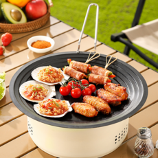 SMABAT 캠핑 바베큐 코팅팬 접이식 타공 프라이팬 가정용 손잡이 후라이팬 캠핑용 코팅 프라이팬, 4개, 실버