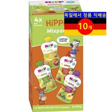 HiPP 하이피피 12개월 이상 유아용 100% 오가닉 곡물 과일 4종 스무디 이유식 무설탕 4개입 400g 10개