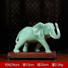 玉石大象風水擺件聚財, 1件, 小號左藍冰玉:如圖所示