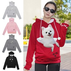 嗨購 熱銷歐美大口袋寵物休閒套頭大學T連帽狗狗秋冬外套 小鹿犬貓咪, 418淺粉袋鼠位大學T,S(胸圍97cm), 1個