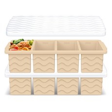 Doasuwish 뚜껑이 있는 수프용 실리콘 냉동고 몰드 - 냉동고 식사 준비 및 음식 보관을 위한 1컵 수프 용기 스타일 아이스 큐브 트레이 250mL/125mL 분량 냉