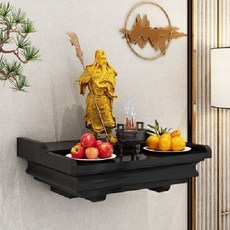 家用實木壁掛式佛龕立櫃供臺，神明桌/祖先桌/觀音底座神龕, 黑色中號           40*, 1個