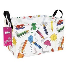 INGHUA 장난감 책 옷 선물 반려동물을 위한 직사각형 보관 바구니 패브릭 정리함 통 - 가정 사무실 아기방 기숙사 선반에 적합(Rec Forest Dinosa, Rec-색연필