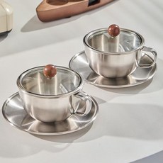 BLOWFISHFUGU 찻잔 커피잔 한식 컵 스텐 컵 스텐 커피 잔, 6개, 실버