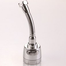 巷仔口 360度萬向廚房水龍頭防濺噴頭 雙檔可調 加長節水起泡器 延伸花灑濾心, 1個, 不銹鋼色二檔定位款水龍頭