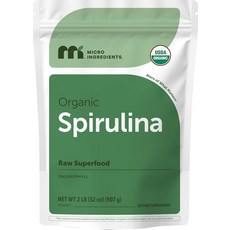 Micro IngRed 레드ients 유기농 스피룰리나 파우더 0.9kg(2파운드) | 블루 그린 조류 비건 단백질 비타민 및 미네랄 풍부 천연 엽록소 효소 공급원 GM, 32 Ounce (Pack of 1)