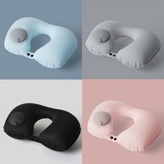 여행용 차량용 기내용 캠핑용 휴대용 에어 목베개 목쿠션 여행용쿠션 목편안함, 블루