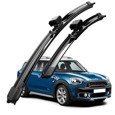 호환 미니 컨트리맨/더뉴 미니 컨트리맨(F60)2017-2024 와이퍼 초발수 저소음 자국 없음 전면 와이퍼 블레이드 2종 세트, 검은색